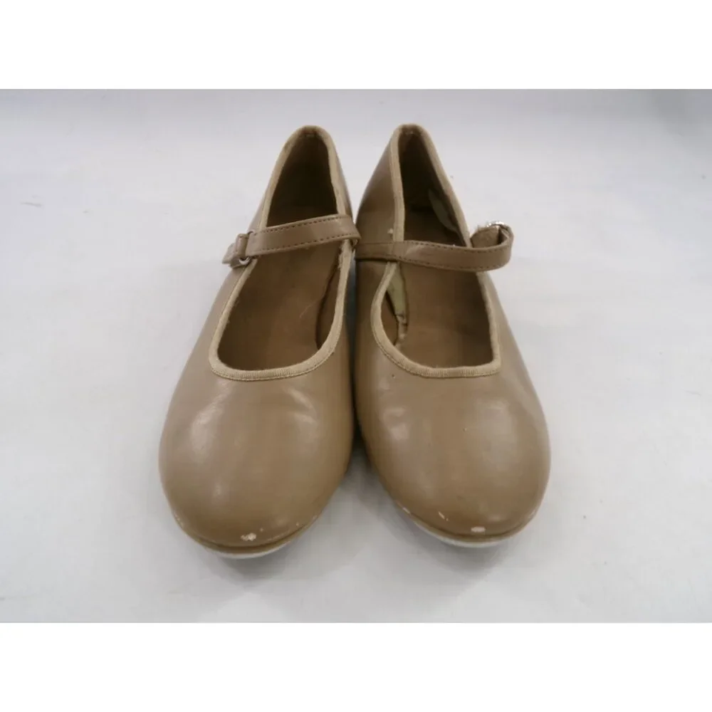 Pre-Owned Dance Tan Tap Shoes ABT Youth 13 Mary Jane Patent Leather Loop Strap